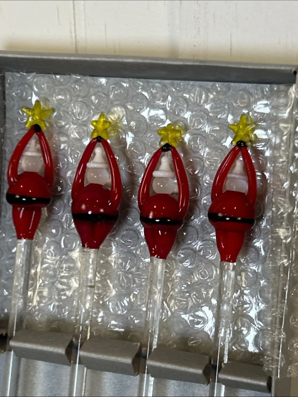 Pottery Barn Santa Baby Glass Drink Stirrers Set of 4